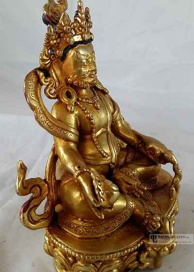 Statue Of Yellow Jambhala - Full Fire Gold Plated