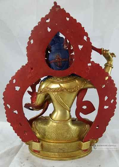 "siddhi Raj Original" Statue Of Manjushri - Full Fire Gold Plated