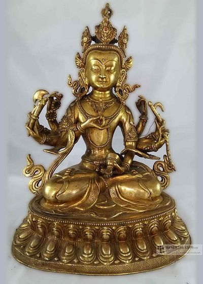 [rare Find], Statue Of Maha Vajrasattva - Full Fire Gold Plated, [sold]