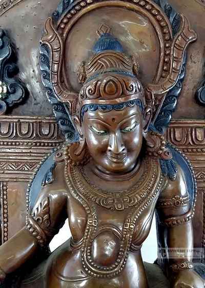 [rare Find], Statue Of Jambhala (kubera) Full Solid Metal Double Colored