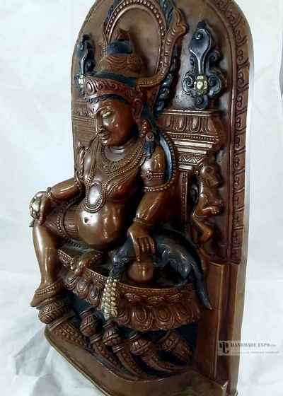 [rare Find], Statue Of Jambhala (kubera) Full Solid Metal Double Colored