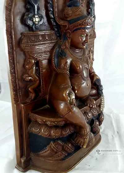 [rare Find], Statue Of Jambhala (kubera) Full Solid Metal Double Colored