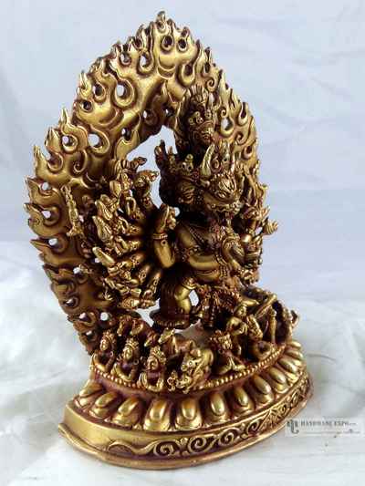 Statue Of Yamantaka - Heruka [vajrabhairava]- [full Gold Plated]