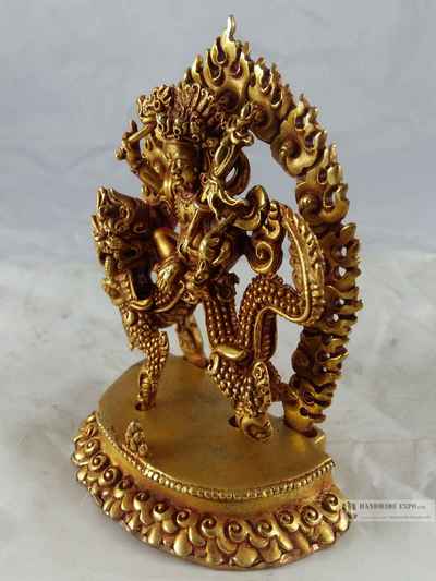 Statue Of Malla Kuber [white Jambhala] - [full Gold Plated], [fine Quality]