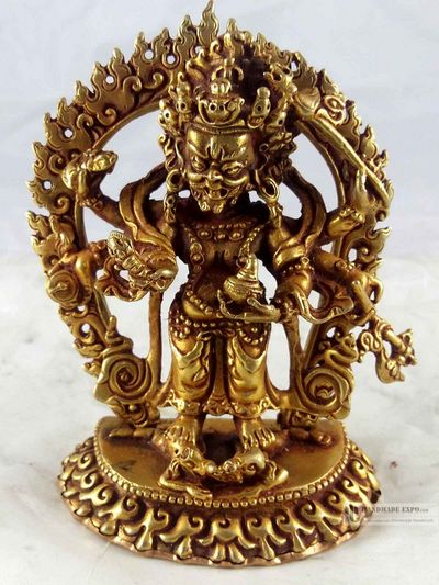 Statue Of White Mahakala- full Gold Plated, fine Quality