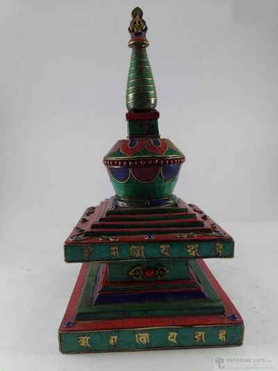 Wooden Stupa With Stone Setting, Haldu Wood