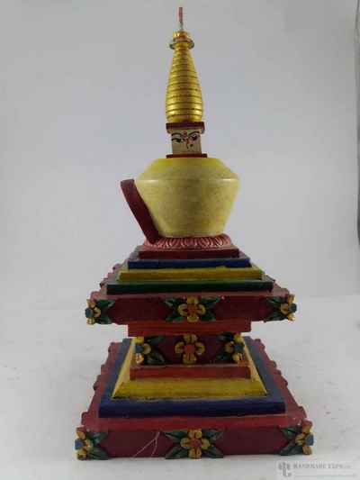 Wooden Stupa Painted, Haldu Wood