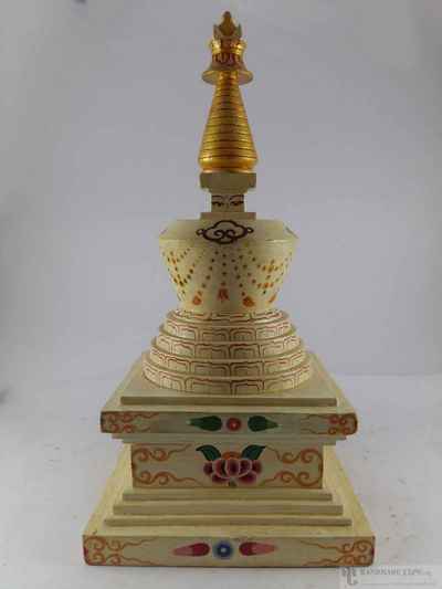 Wooden Stupa Painted, Haldu Wood