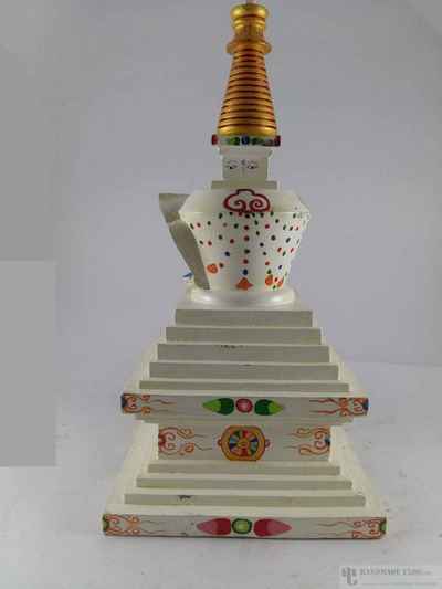 Wooden Stupa Painted, Haldu Wood