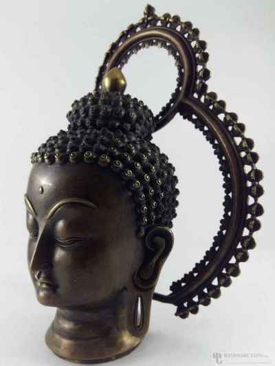 Brass Handmade Buddha Head With Background