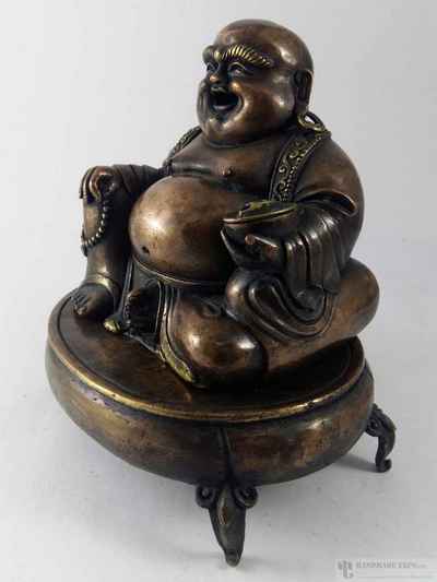 Brass Laughing Buddha Incense Burner, [black Oxidized]