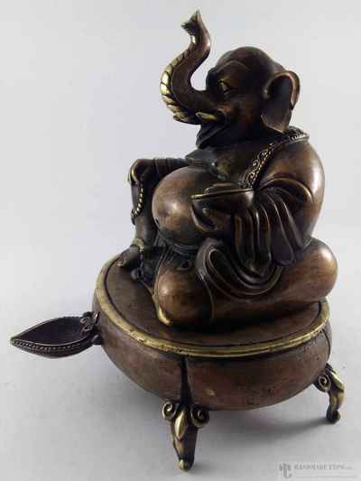 Brass Ganesh Incense Burner With Oil Lap