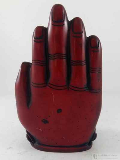 Resin Statue Of Amoghsiddhi Buddha On Buddhas Hand [red]