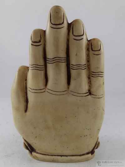 Resin Statue Of Amoghsiddhi Buddha On Buddhas Hand [white]