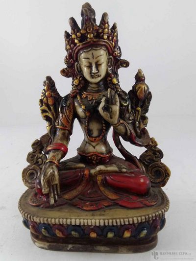 Resin Statue Of White Tara - Painted