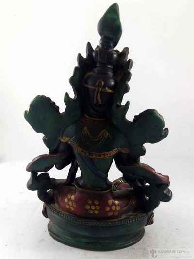 Resin Statue Of Green Tara - Painted