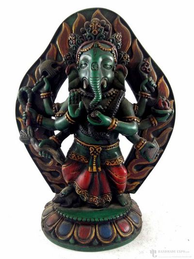 Resin Statue Of Standing Ganesh - Painted