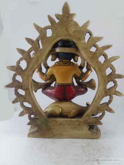 Resin Statue Of Ganesh- Painted With Stone Setting