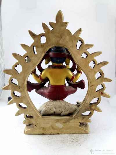 Resin Statue Of Ganesh - Painted With Stone Dust Setting