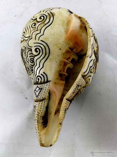 Queen Mayadevi [buddha Birth], [hand Carved], Conch Shell