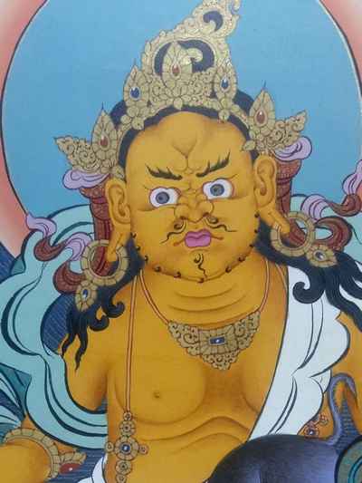 Tibetan Thangka Yellow Jambhala [real Gold], [hq]