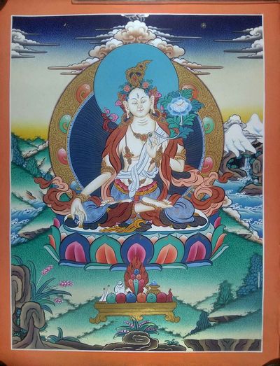 Tibetan Thangka White Tara [real Gold], [hq]