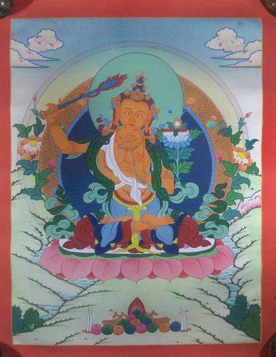 Tibetan Thangka Manjushri [real Gold]