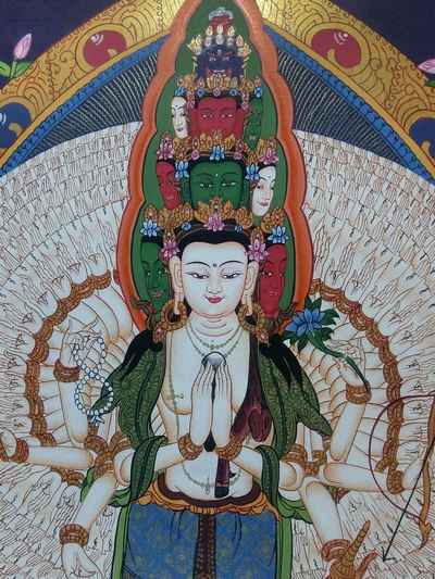 Tibetan Thangka 1000 Arms Avalokiteshvara [sahasrabhuja Avalokitesvara], [real Gold], [hq]