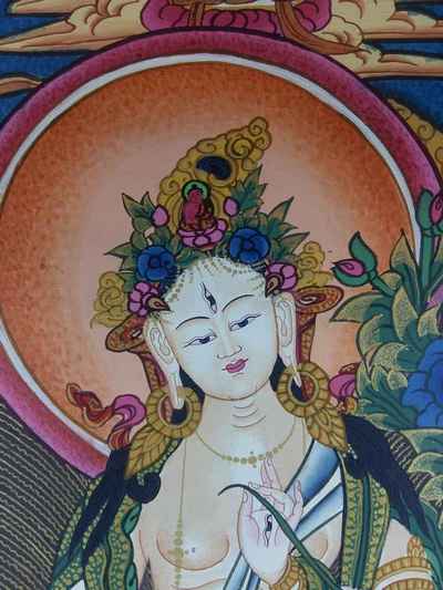 Tibetan Thangka Standing White Tara