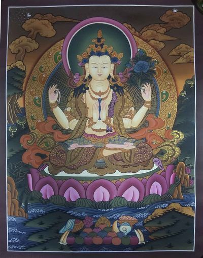 Tibetan Thangka Chenrezig [avalokitesvara]