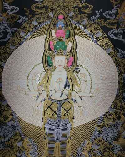 Tibetan Thangka 1000 Arm Avalokiteshvara [sahasrabhuja Avalokitesvara]