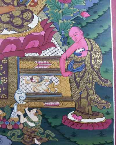 Tibetan Thangka Shakyamuni Buddha With Sariputra And Maudgalyayana