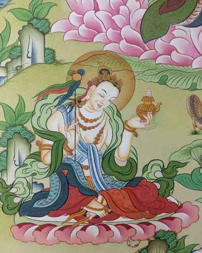 Tibetan Thangka With Yeshe Tsogyal And Mandarava