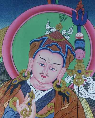 Tibetan Thangka Padmasambhava With Yeshe Tsogyal And Mandarava