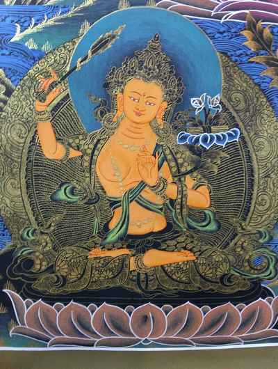 Changrezig Thangka With Manjushri And Vajrapani