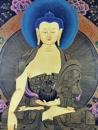 Shakyamuni Buddha Thangka With Sariputra And Madugalyan