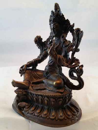 Small Green Tara Statue- Oxidized