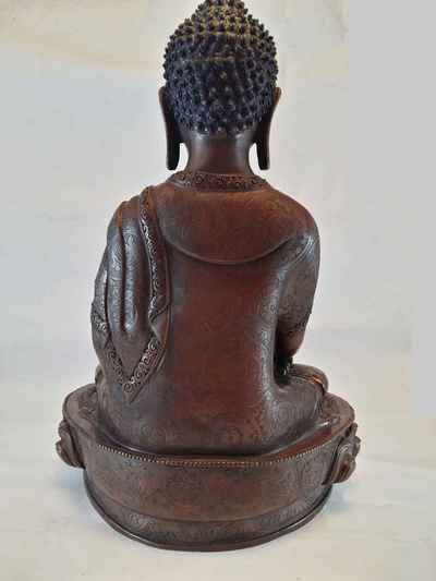 Shakyamuni Buddha Statue - Oxidized With Whole Body Carving