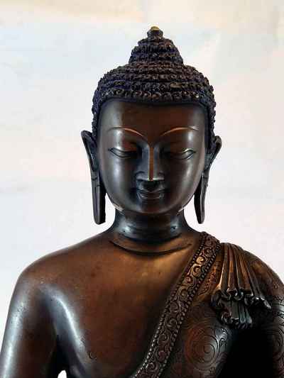 Shakyamuni Buddha Statue- Oxidized With Whole Body Carving