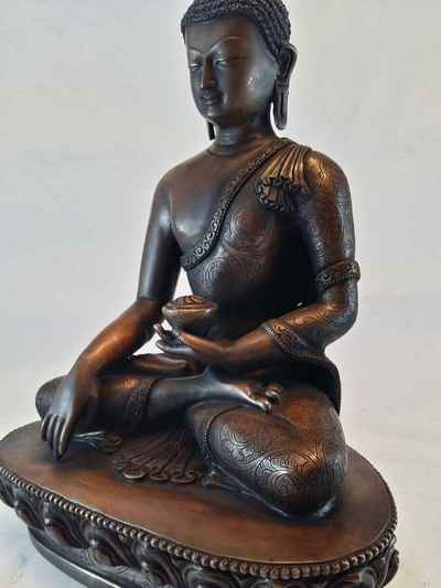 Shakyamuni Buddha Statue- Oxidized With Whole Body Carving