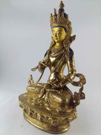 Buddhist Handmade Statue Of Vajrasattva [full Fire Gold Plated], [painted Face]