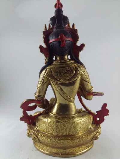 Buddhist Handmade Statue Of Vajrasattva [full Fire Gold Plated], [painted Face]