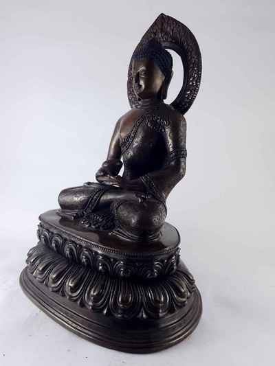 Amitabha Buddha Statue - Copper Oxidized With Carving [hq]