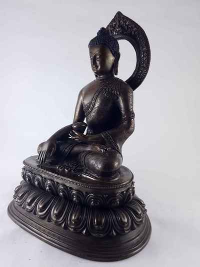 Shakyamuni Buddha Statue - Copper Oxidized With Carving [hq]