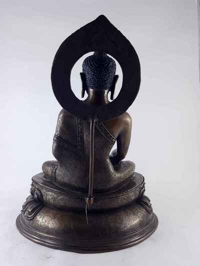 Shakyamuni Buddha Statue - Copper Oxidized With Carving [hq]