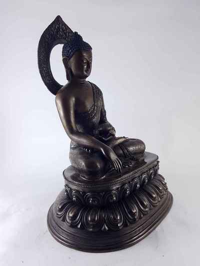 Shakyamuni Buddha Statue - Copper Oxidized With Carving [hq]