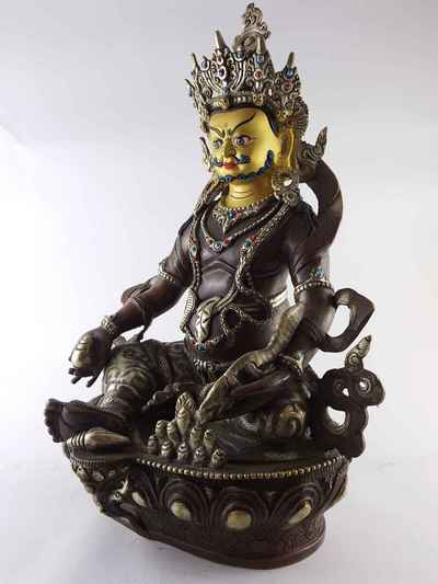 Yellow Jambhala Statue -[copper], [silver Plated], [gold Plated Face], [dark Chocolate Oxidized]