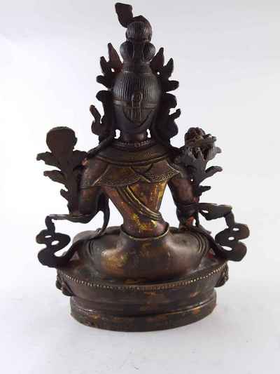 White Tara Statue - [copper], [gold Plated], [painted Face], [antique Finishing]