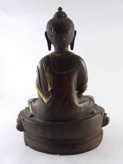 Shakyamuni Buddha Statue- [copper], [gold Plated], [painted Face], [antique Finishing]