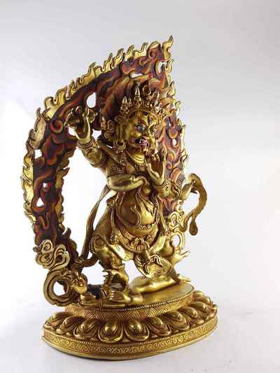 Four Hand Vajrapani Statue - [copper], [full Gold Plated], [painted Face]